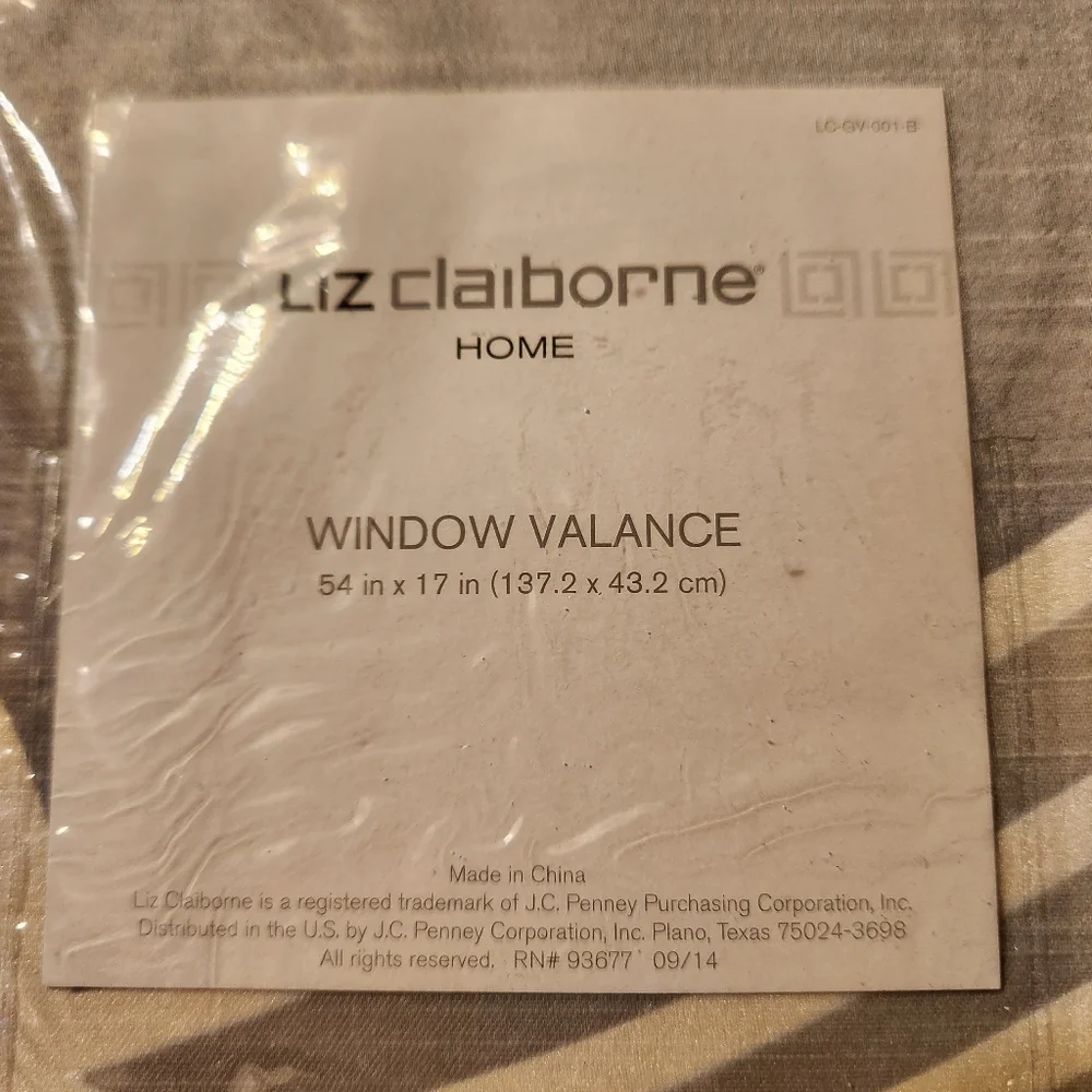 Curtains Liz Claiborne Valance 54 x 17 Silver and Gray with Design